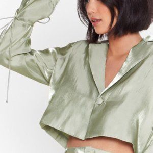 Nasty Gal Cropped Blazer in Mint